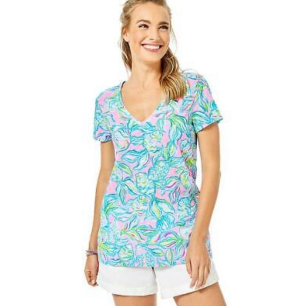 Lilly Pulitzer Etta V-Neck Top - Pelican Pink